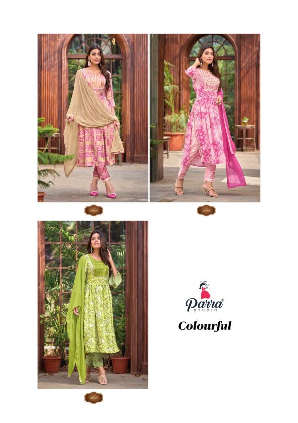 Parra Colourful Vol 1 Nayra Cut Kurti Pant With Dupatta Collection